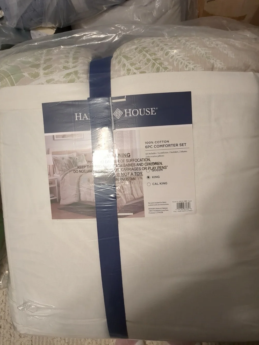 Harbor House King Comforter Set, Tropical Palm Print, Soft Cotton Oversized